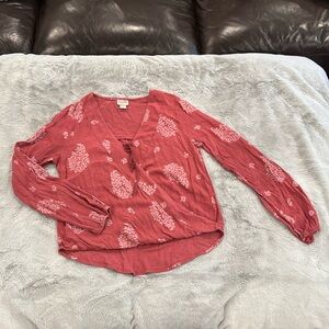 Mossimo Supply Co. Pink Relaxed Tie Front Blouse